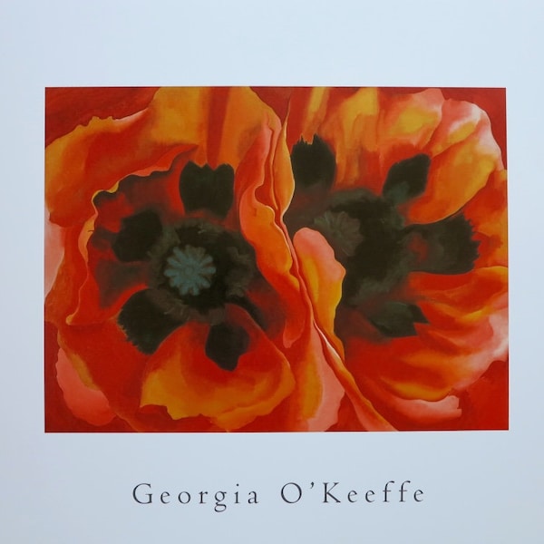 Affiche de l’exposition Georgia O’Keeffe - Coquelicots orientaux - Fleurs rouges - artiste du musée - tirage d’art - lithographie offset - excellent