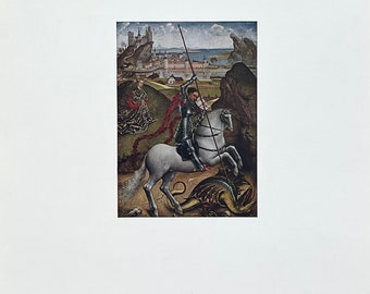 Rogier van der Weyden exhibition poster - Saint George and the Dragon - National Gallery of Art - Washington DC - vintage art print - 1970s