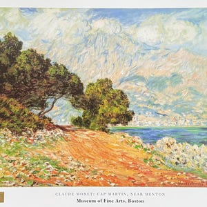 Cartel de la exposición de Claude Monet - Cap Martin cerca de Menton - impresionista - romántico - artista de museo - impresión artística