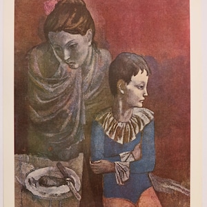 Pablo Picasso exhibition poster - Mother and child - early museum print - 1970s