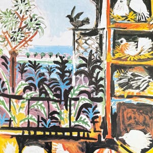 Pablo Picasso exhibition poster - The Pigeons - museum artist - art print - 1999 - excellent