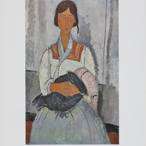 Cartel de la exposición de Amedeo Modigliani - Mujer gitana con bebé - Galería Nacional de Arte - Washington DC - Impresión de arte vintage - Década de 1970