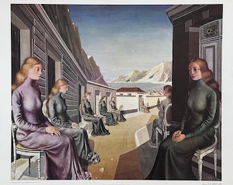 Original Vintage Print 1991 by Paul Delvaux. Sleeping Venus (1944