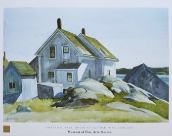 Edward Hopper exhibition poster - House at the old fort - Cape Ann - museum print Fine Arts Boston - offset lithograph - 1998