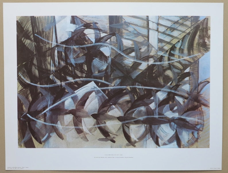 futurism Giacomo Balla exhibition poster excellent Swallow/'s night museum print offset lithograph