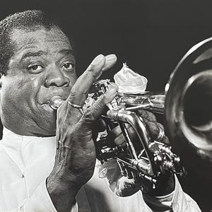 William P Gottlieb exhibition poster - The golden age of jazz - black white photography - blues music concert trumpet - art print