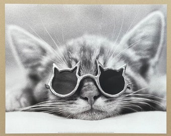 サングラスをかけた猫の展示会ポスター - 面白い - 怠け者 - かわいい