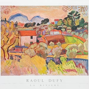 Affiche de l'exposition Raoul Dufy - La Rivière - La rivière - paysage - artiste du musée - impression d'art - 1988