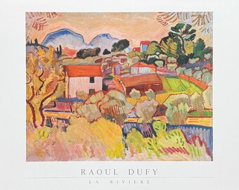 Raoul Dufy exhibition poster - La Riviere - The River - landscape - museum artist - art print - 1988