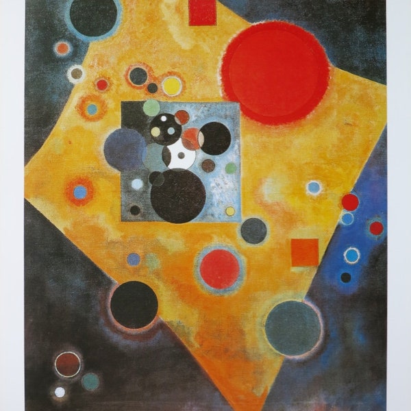 Affiche de l'exposition Kandinsky - Akzent in rosa - impression vintage du musée - cubisme - lithographie décalée - 1996