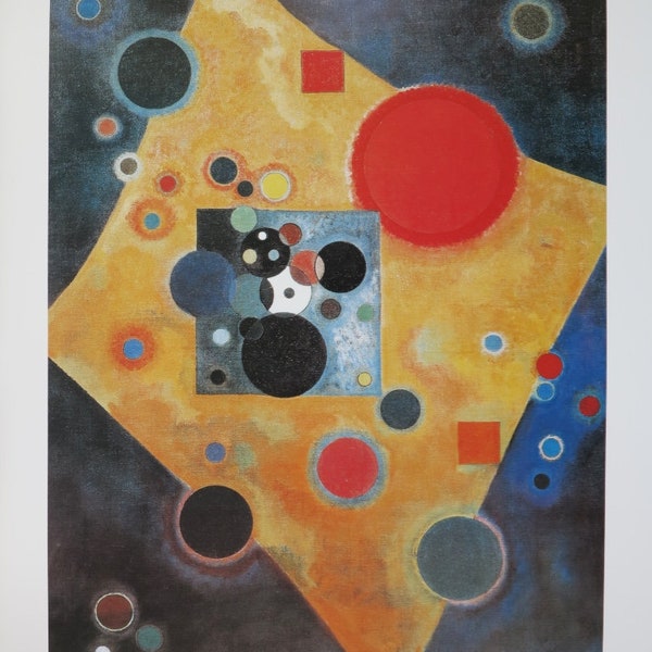 Affiche de l'exposition Kandinsky - Accent en rose - imprimé musée vintage - cubisme - lithographie décalée - 1996