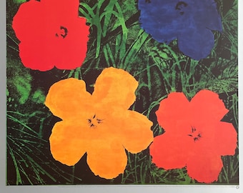 Andy Warhol exhibition poster - Flowers - pop art - museum artist - vintage print - 1999