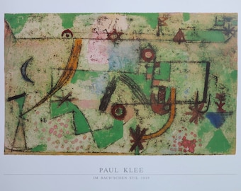 Paul Klee exhibition poster - Im bach'schen stil - offset lithograph - green - cubism - museum print