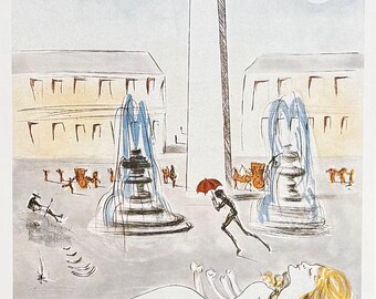 Salvador Dali exhibition poster - 20 Years of Engravings - museum print - art print - 1983