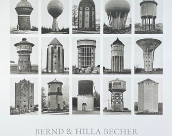 Bernd and Hilla Becher exhibition poster - Water Towers - Collection of contemporary photographs - photography - black and white - art print