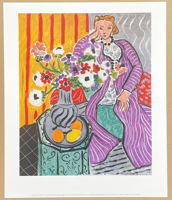 アンリ・マティス展ポスター - 紫色のローブとアネモネ - 静物画