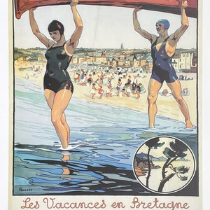 Cartel de exposición Saint-Cast - Bretaña - playa - mar - Francia - reproducción - viajes turismo - impresión artística