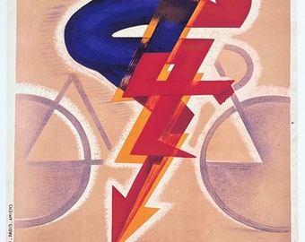 Dilecta Cycles exhibition poster - bicycle - sport - decorative art print - offset litho - advertisement - reproduction