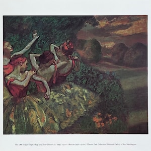 Cartel de la exposición de Edgar Degas - Cuatro bailarines - Ballet - Galería Nacional de Arte - Washington DC - Impresión de arte vintage - Década de 1970