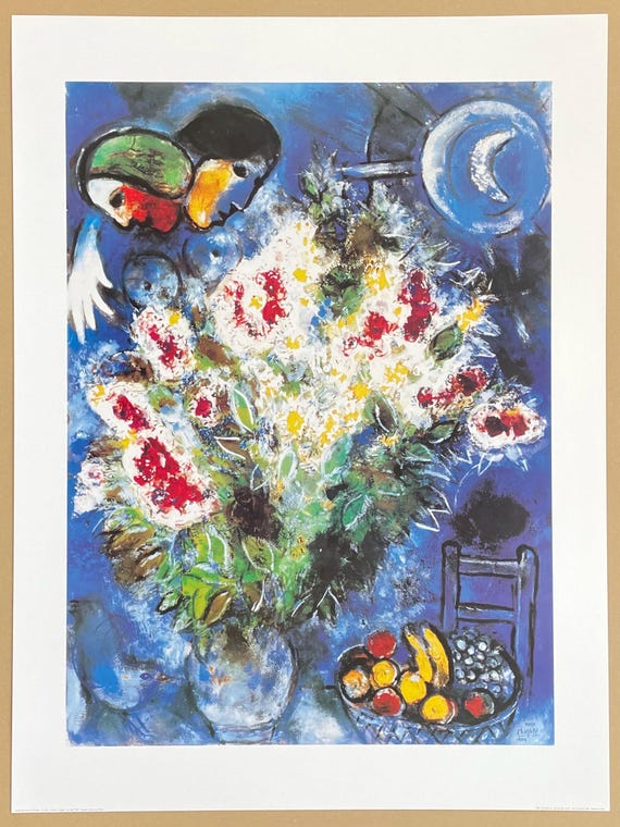 新品】マルク・シャガール 花束 絵画 シャガール「花束」94億ウォンで