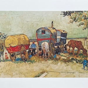 Cartel de la exposición de Vincent van Gogh - Campamento gitano - artista del museo - impresión artística - Francia - paisaje - campo