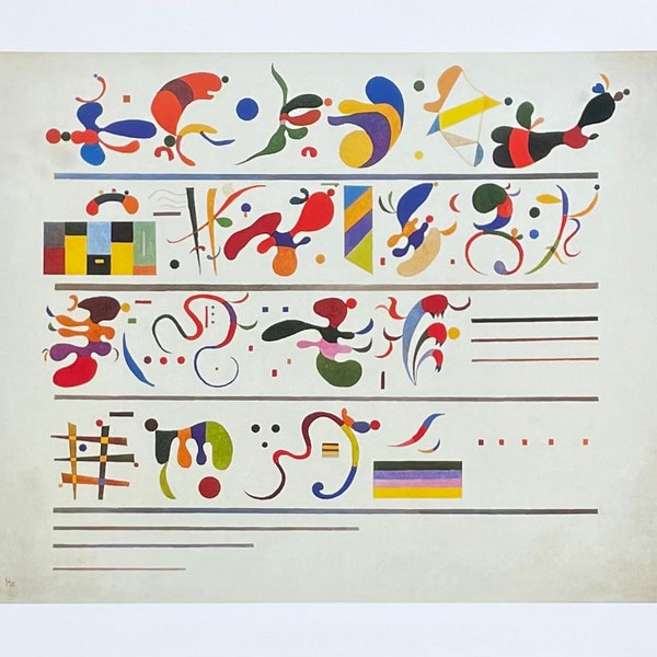 Affiche de l’exposition Kandinsky - Sans titre - artiste du musée - tirage d’art - notes de musique - cubisme - lithographie offset - 1999