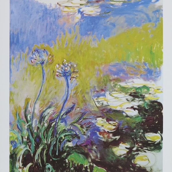 Claude Monet exhibition poster - Agapanthus - waterlilies - impressionist - romantic - museum print