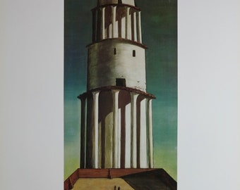 Giorgio de Chirico exhibition poster - The great tower - museum print - offset lithograph - excellent - 1986