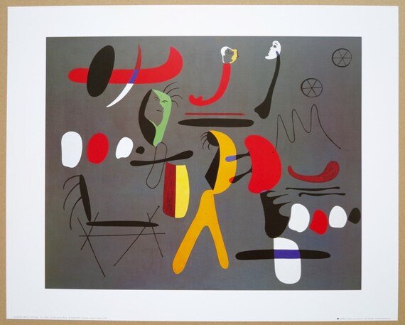 Joan Miro exhibition poster - Peinture d'apres collage, 1933 - museum print  - surrealism - offset litho - 1999
