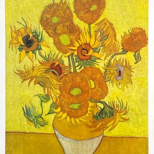 Cartel de la exposición de Vincent van Gogh - Los girasoles - Artista del museo - Impresión artística - Litografía offset - Década de 1970