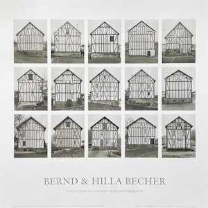 Bernd and Hilla Becher exhibition poster Fachwerkhäuser Collection of contemporary photographs photography black white art print image 1