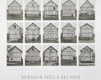 Bernd and Hilla Becher exhibition poster - Fachwerkhäuser - Collection of contemporary photographs - photography - black white - art print