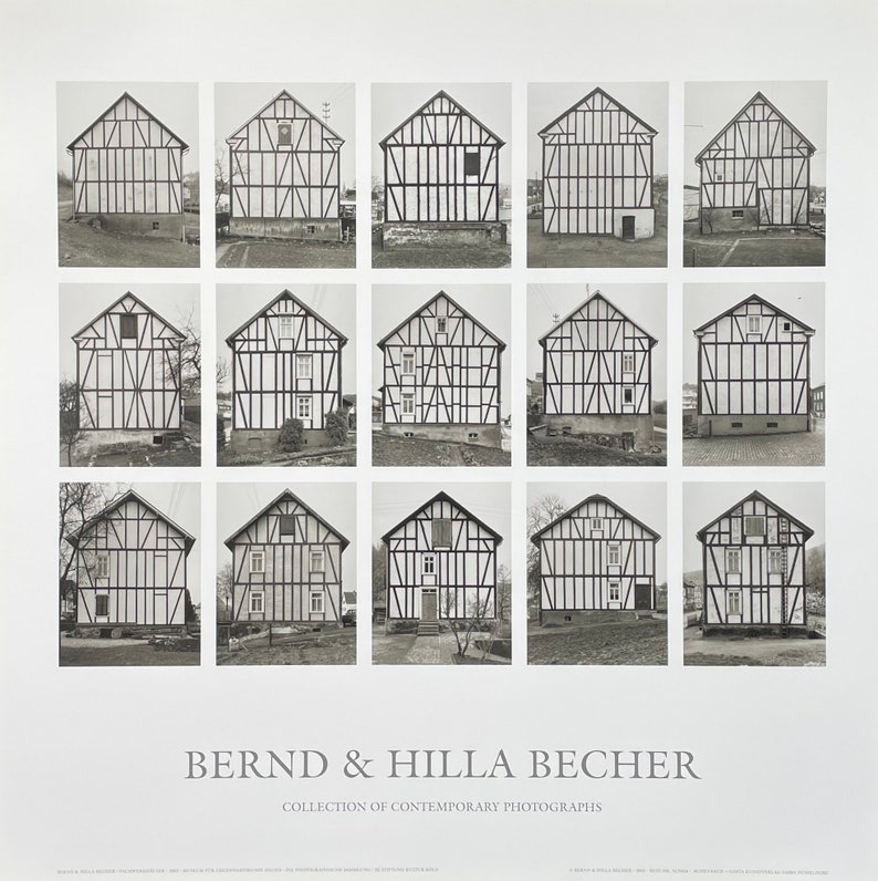 Bernd and Hilla Becher exhibition poster Fachwerkhäuser Collection of contemporary photographs photography black white art print image 1
