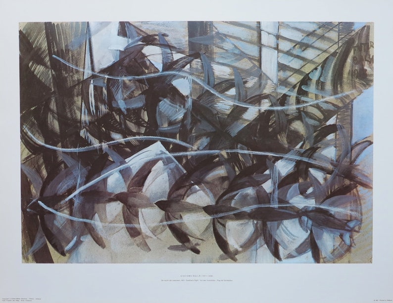 futurism Giacomo Balla exhibition poster excellent Swallow/'s night museum print offset lithograph