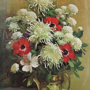 Cartel de la exposición R Colao - Anémonas y madres - Flores en florero - Bodegón - 1968