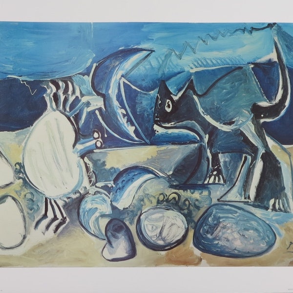 Pablo Picasso tentoonstelling poster - Kat en krab op het strand - museum print - uitstekend