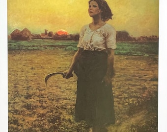 Jules Breton exhibition poster - The song of the lark - museum artist - art print - French realist painter - female lady portrait