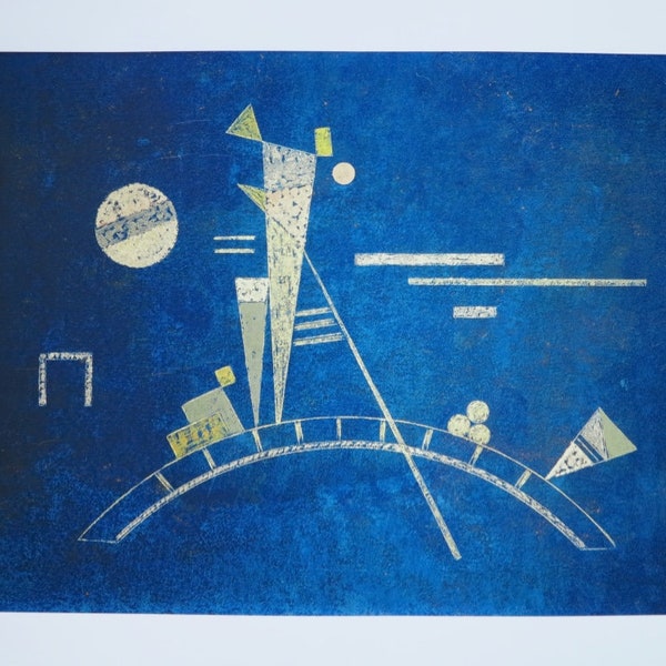 Affiche d’exposition Wassily Kandinsky - Fragile, 1931 - imprimé musée - bleu - lithographie offset