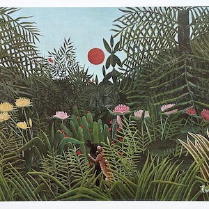 Henri Rousseau Ausstellungsplakat - The Jungle - Museum Künstler - Kunstdruck - Post Impressionist - Natur - Grün