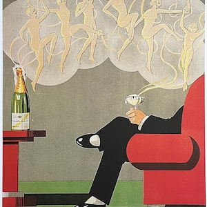 Grand Parisy exhibition poster - Champagne - sparkling wine - cheers - drinks - art print - advertisement - restaurant - bar - France