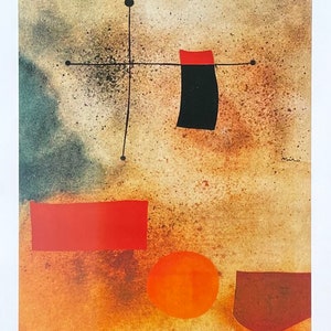 Joan Miro exhibition poster - Abstract, 1935 - museum artist - art print - surrealism - offset litho - 1999
