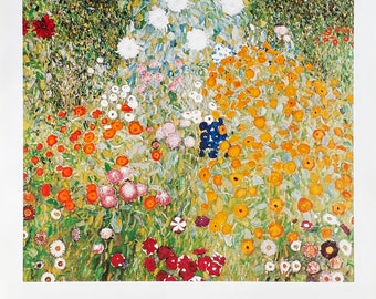 Gustav Klimt exhibition poster - Blooming garden - flowers - large art print - offset litho