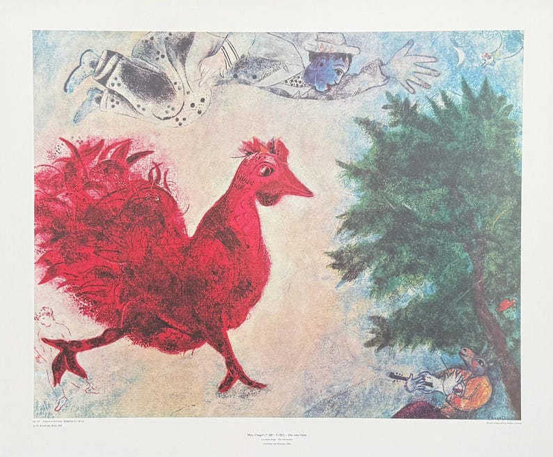Marc Chagall Exhibition Poster - the Red Rooster - Museum Artist ...