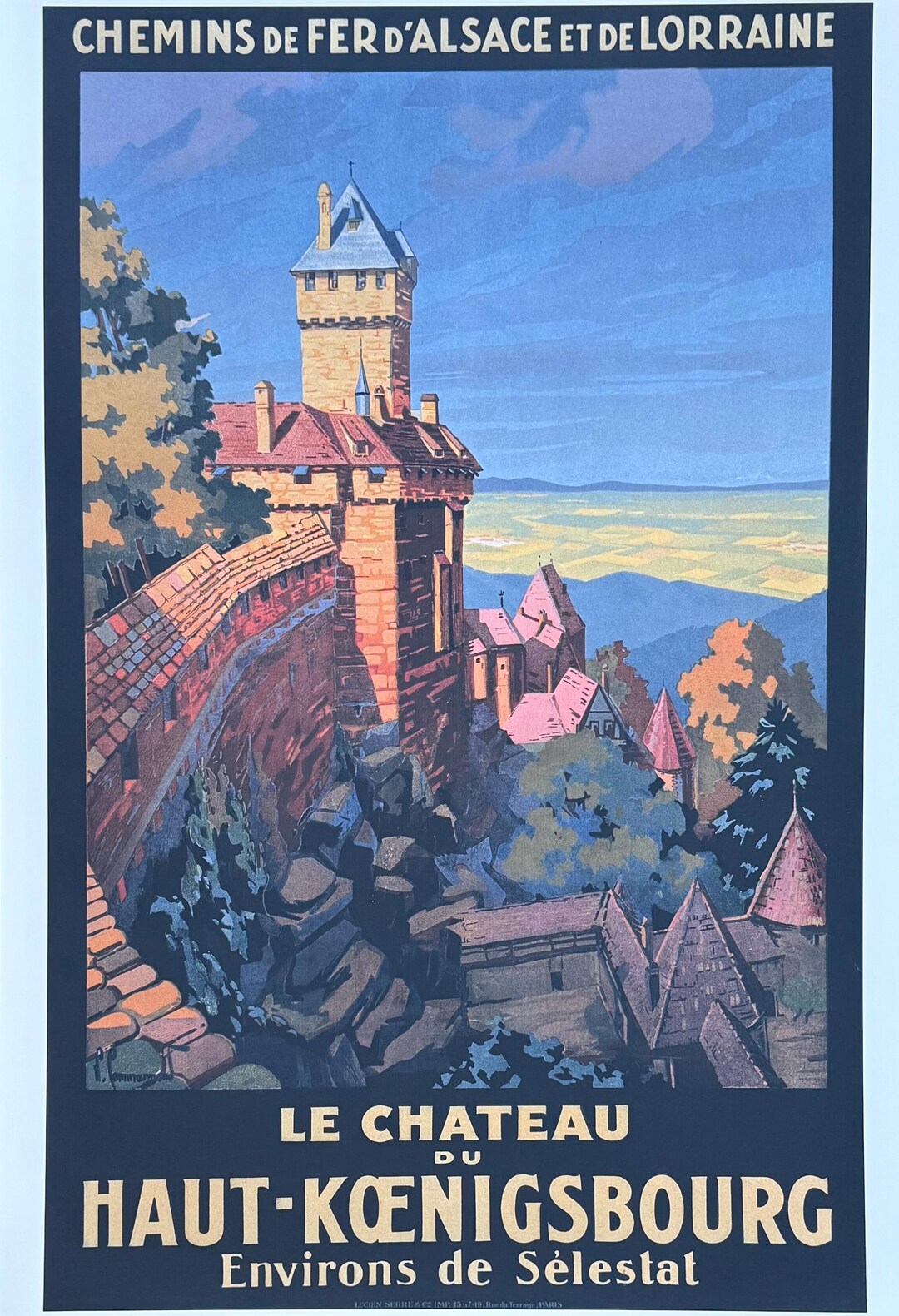 Affiche Chemin De Fer Alsace-Lorraine - Châteaux Et Costumes Traditionnels