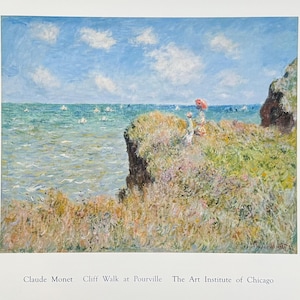 Cartel de la exposición de Claude Monet - Paseo por el acantilado en Pourville - impresionismo - romántico - artista de museo - impresión artística