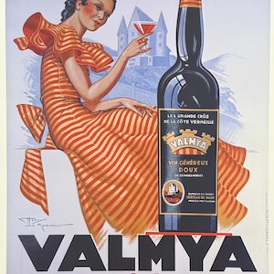 Valmya exhibition poster - Grand Vin - drinks - decorative art print - offset litho - restaurant - bar - wine - reproduction
