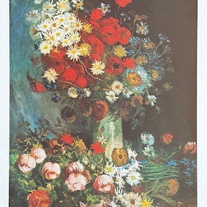 Cartel de la exposición de Vincent van Gogh - Naturaleza muerta con flores - Artista del museo - Impresión artística - Litografía offset - Década de 1970