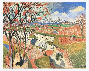 Tentoonstellingsposter Andre Derain - Vineyards in Spring - landschap - kunstdruk - 1990