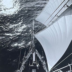 Cartel de exposición de yates de vela - Velero - océano - mar - regata - impresión de arte - fotografía en blanco negro - litografía offset