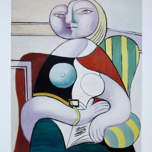 Pablo Picasso exhibition poster - Woman reading - young lady  - museum artist - art print - excellent